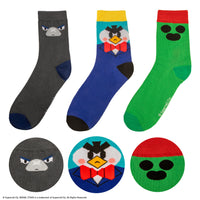 Set of 3 Spike, Crow, and Mr. P Socks