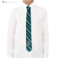 Corbata de Slytherin con escudo tejido para niños