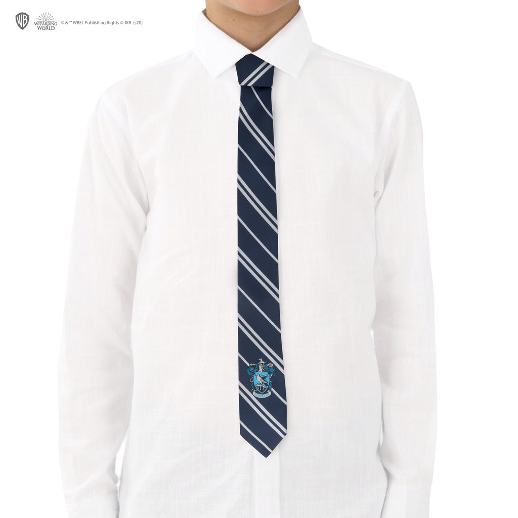 Corbata de Ravenclaw con escudo tejido para niños