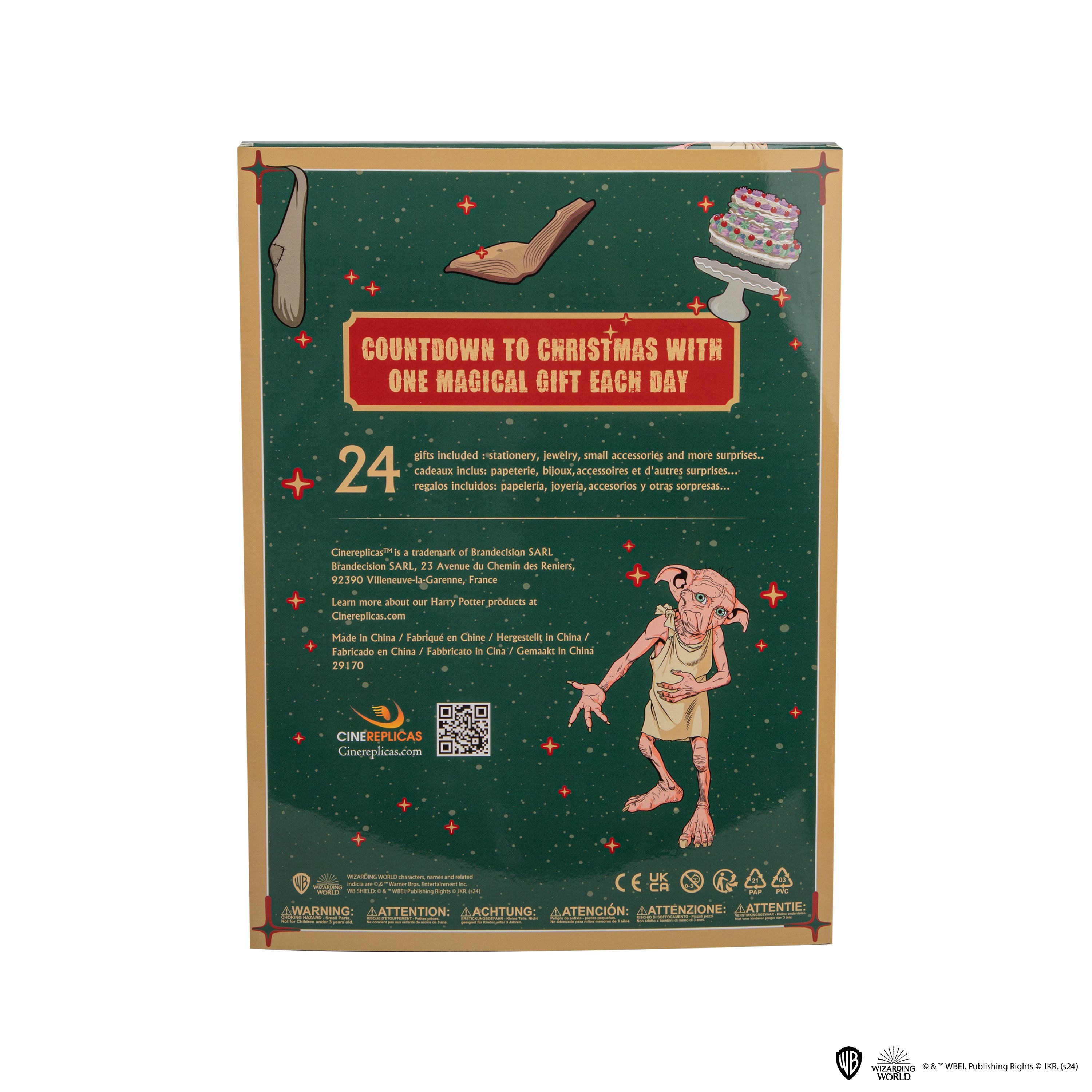 Calendrier De L'Avent Harry Potter Dobby 2024 - 24 Surprises Officiel Cinereplicas Licence Warner Bros
