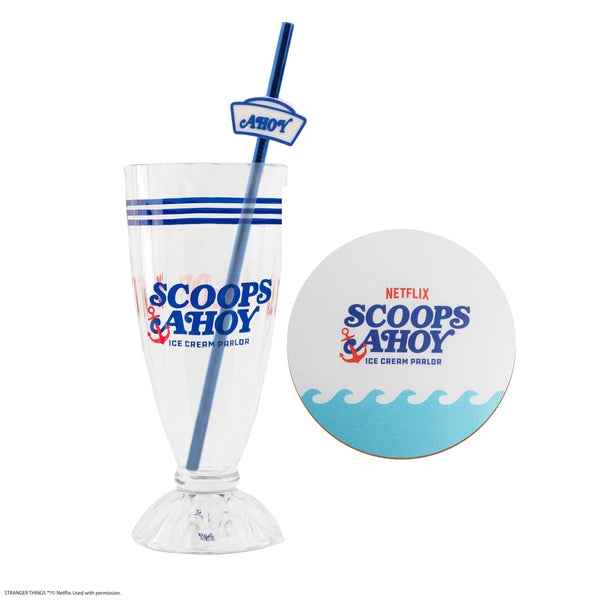 Scoops Ahoy Milkshake Glass Set | Stranger Things | Cinereplicas