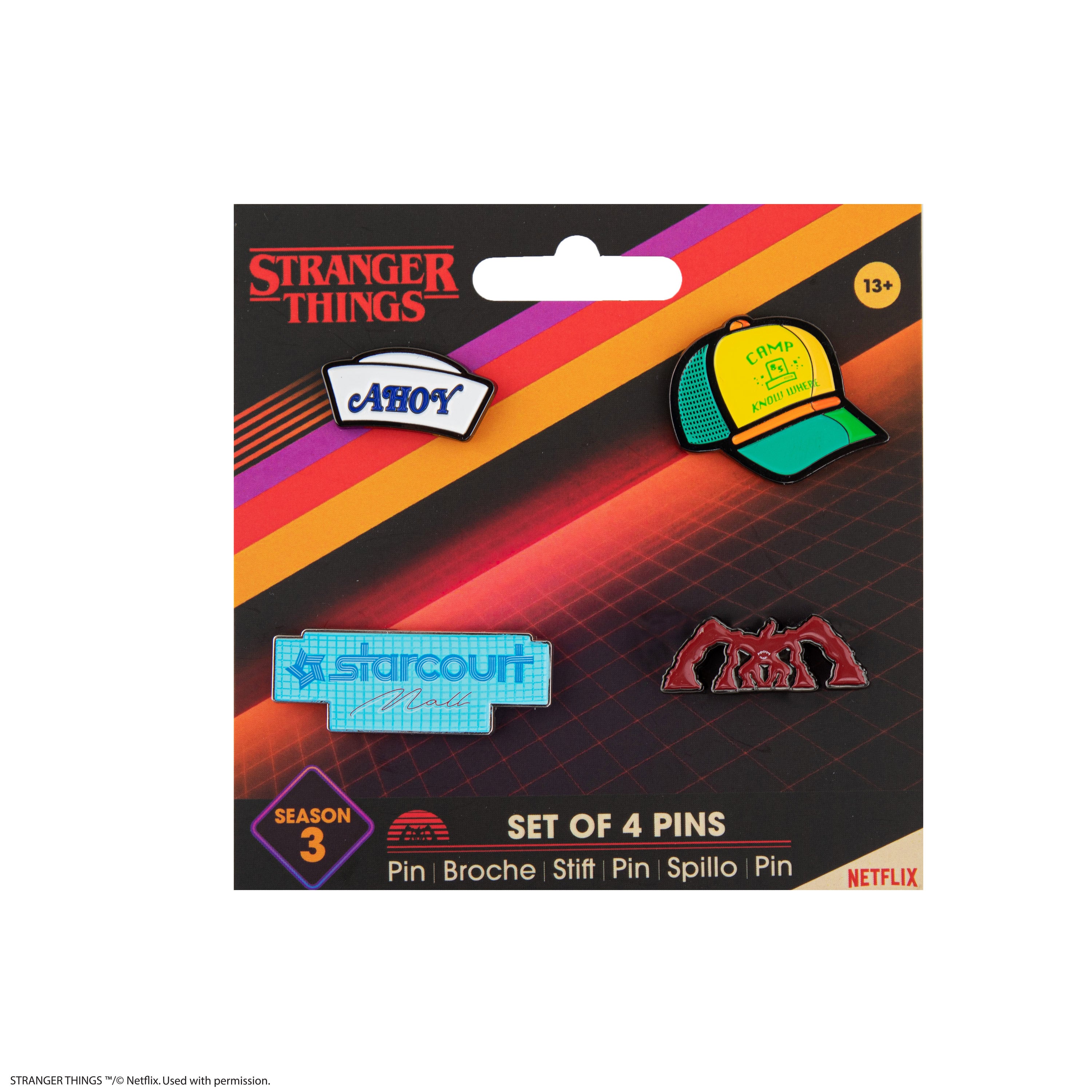 Stranger Things Pin Set Set of 4 Stranger Things Season 3 Pins | Stranger Things | Cinereplicas ...