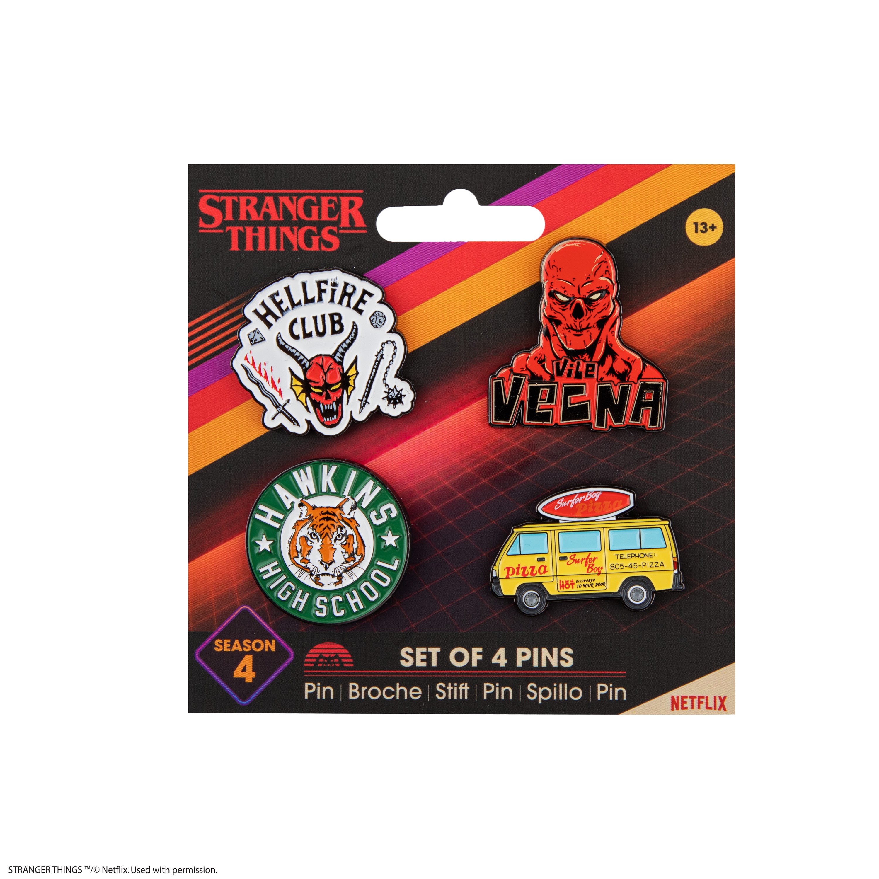 Stranger Things Pin Set Set of 4 Stranger Things Season 4 Pins | Stranger Things | Cinereplicas ...