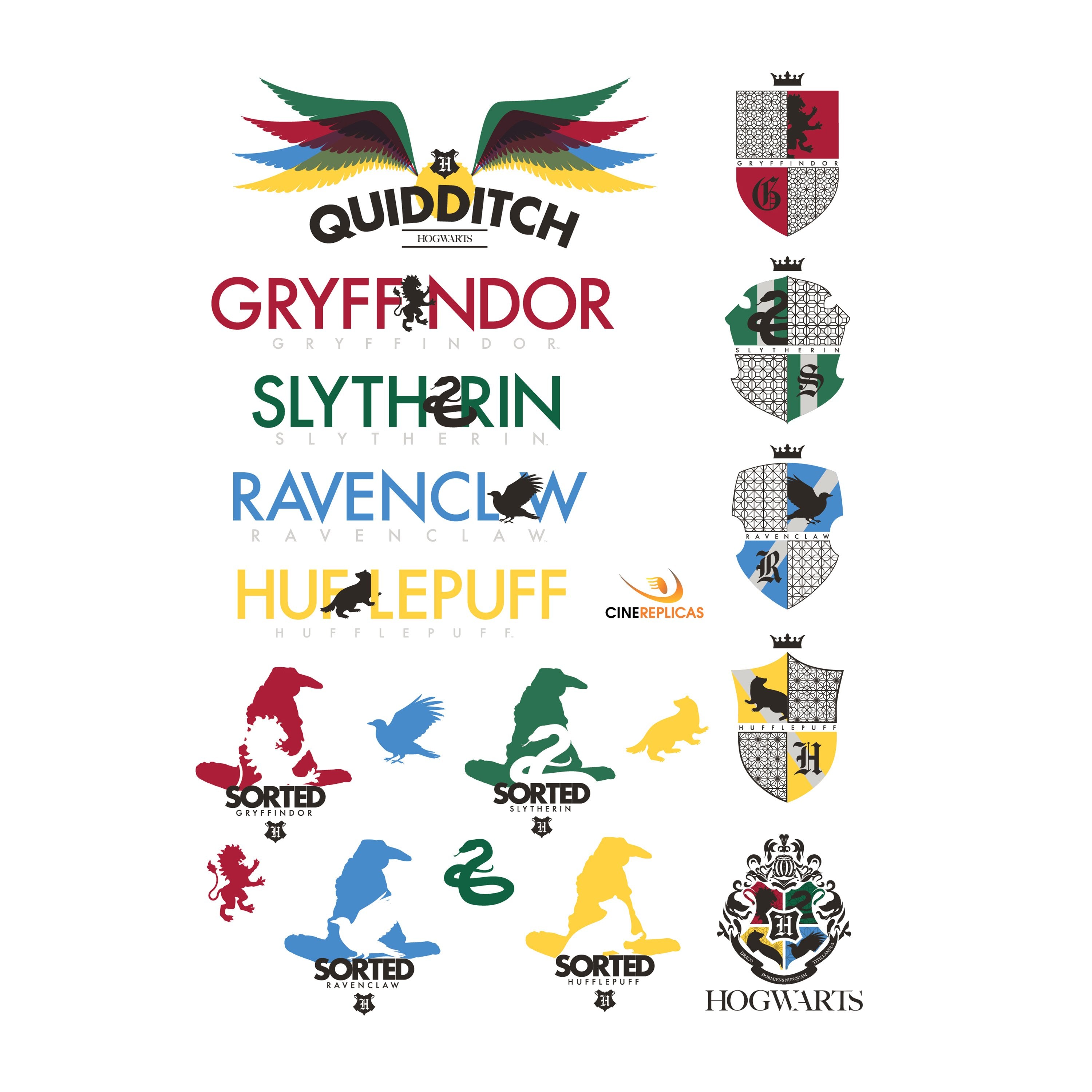 Calcomanías de pegatinas Hogwarts Gryffindor Ravenclaw Slytherin Hufflepuff  Harry Potter