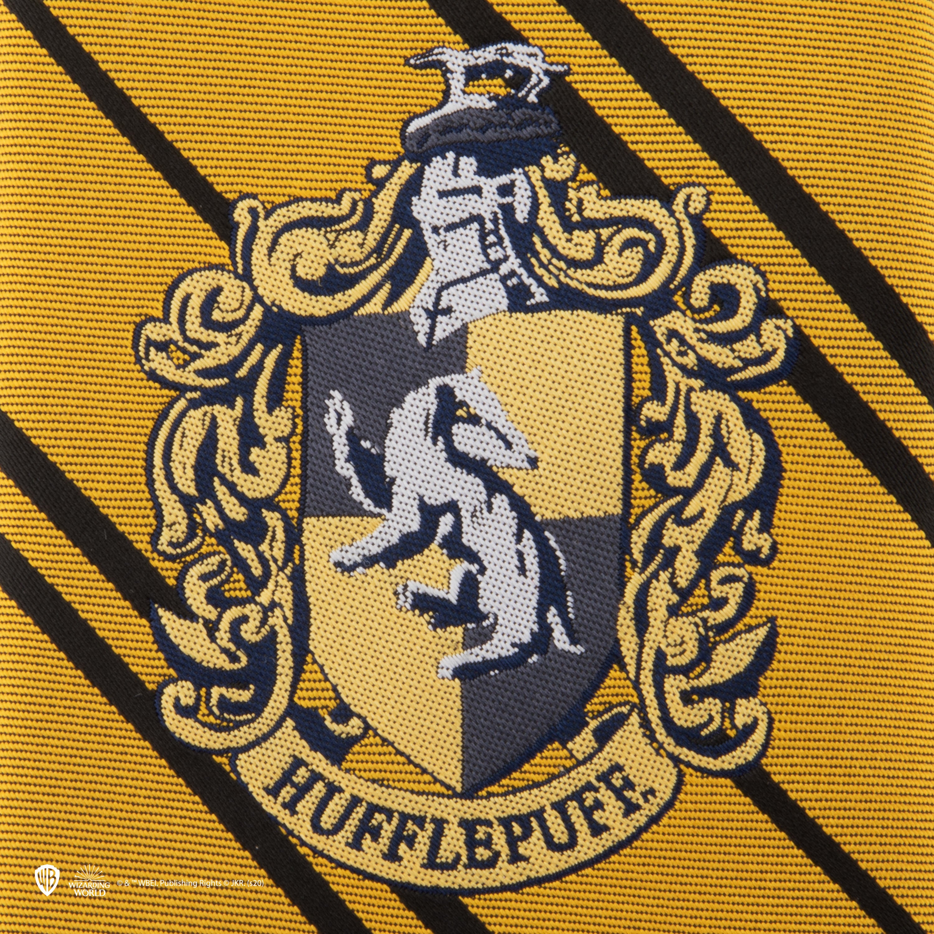 Buckle-Down Katzenhalsband – Harry Potter Hufflepuff Wappen, Kariert Gelb-grau, Mit Glöckchen